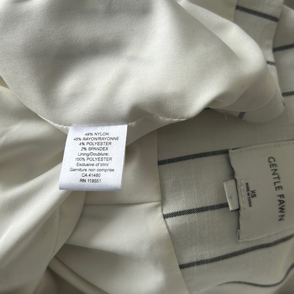 🚨Gentle Fawn Ivory Pinstripe Rayon Blend Open Blazer - Size - S - Picture 5 of 6